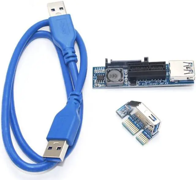 Alt view image 2 of 7 - Weastlinks PCI-E PCI E Express 1X to 1X Extender Adapter Riser Card USB 3.0 Cable SATA Power for Miner Mining Motherboard PCI-E X1 Slot