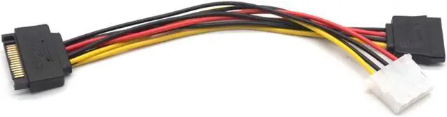 Alt view image 7 of 7 - Weastlinks 2PCS 15Pin SATA Male to 4Pin IDE Molex Female + 15Pin SATA Female Power Cable