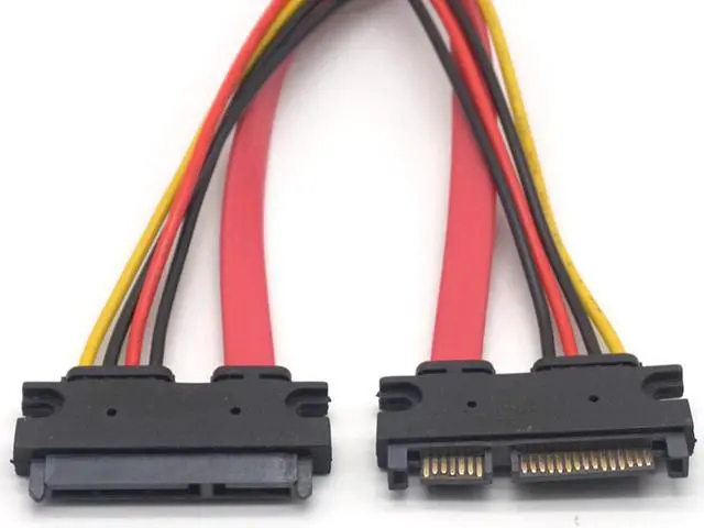 Alt view image 4 of 7 - Weastlinks 2pcs SATA 22 Pin Male To Female Sata Extension Cable SATA 3 III 22 Pin Male to Female 7+15 Pin SATA Data Power Combo Extension Cable