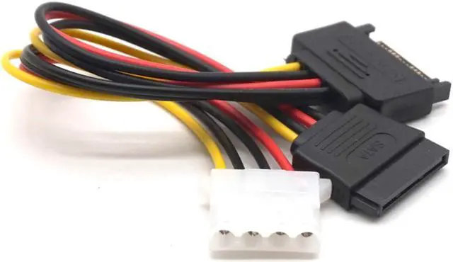 Alt view image 6 of 7 - Weastlinks 2PCS 15Pin SATA Male to 4Pin IDE Molex Female + 15Pin SATA Female Power Cable