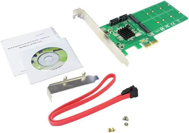 Alt view image 6 of 6 - Weastlinks 2 ports SATA 6Gbps + Dual B key M.2 slot PCI-e Card SATA 3.0 NGFF SSD + HDD Expansion Card Adapter Support win10