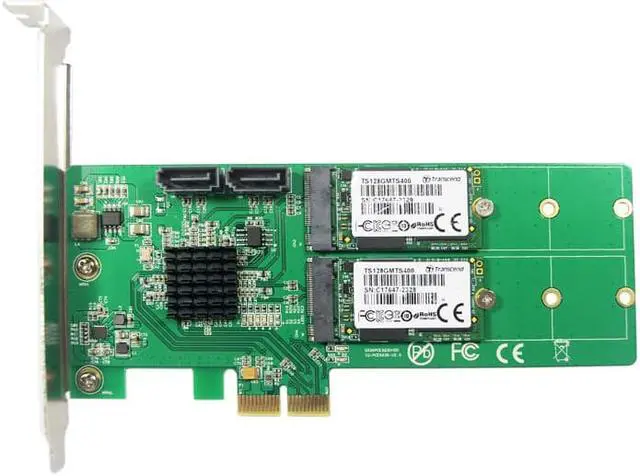 Alt view image 3 of 6 - Weastlinks 2 ports SATA 6Gbps + Dual B key M.2 slot PCI-e Card SATA 3.0 NGFF SSD + HDD Expansion Card Adapter Support win10