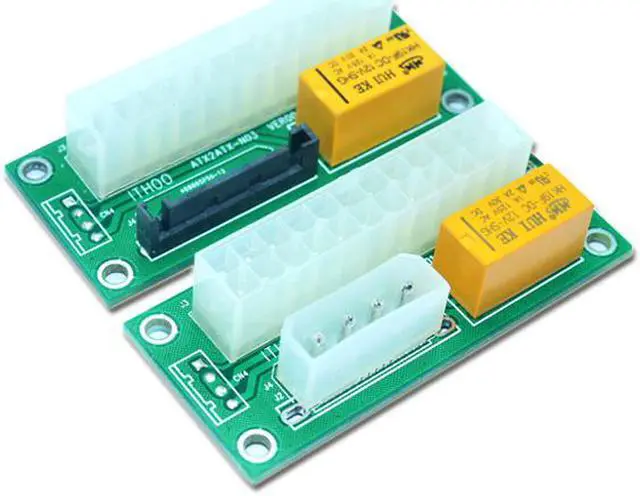 Alt view image 2 of 4 - Weastlinks ATX 24Pin to SATA 15Pin Dual PSU Adapter Molex Power Supply Sync Starter Extension Cable Card For Litecoin Mining Miner