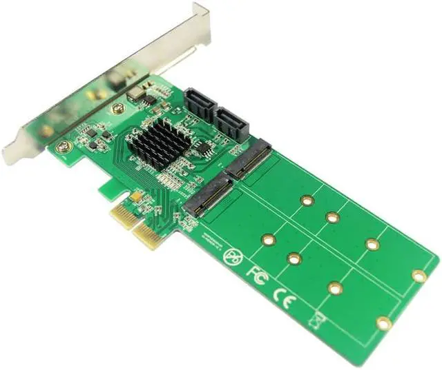 Alt view image 2 of 6 - Weastlinks 2 ports SATA 6Gbps + Dual B key M.2 slot PCI-e Card SATA 3.0 NGFF SSD + HDD Expansion Card Adapter Support win10