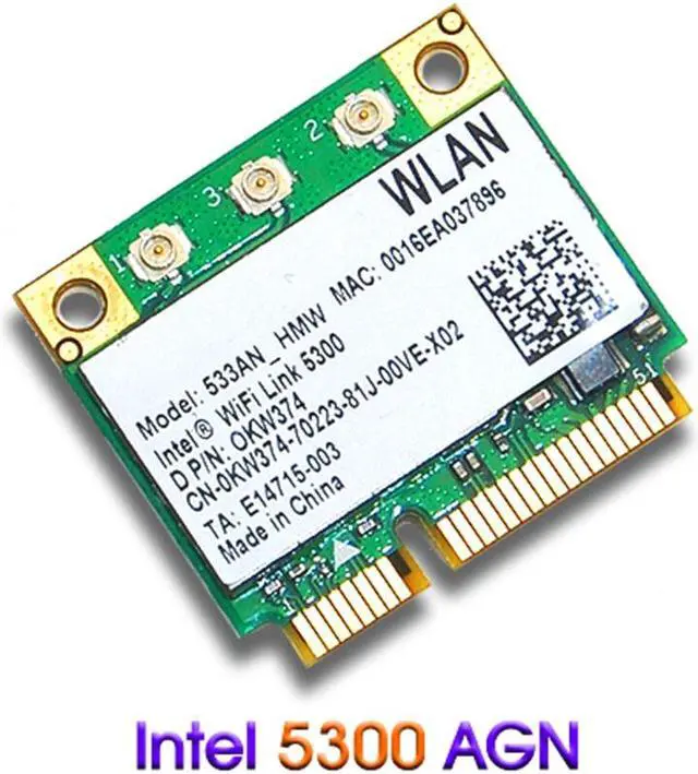 Alt view image 2 of 5 - Weastlinks Dual band Wireless Intel 5300 533AN_HMW 2.4Ghz 5Ghz 300M/450Mbps 802.11 a/g/n Mini PCI-E Half Wlan Wifi Card