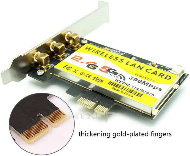 Alt view image 5 of 6 - Weastlinks 6300AGN 900Mbps 802.11a/b/g/n PCI-E Desktop WiFi Adapter PCI Express Wireless Card+3 AC WiFi Antennas For Intel 6300AGN