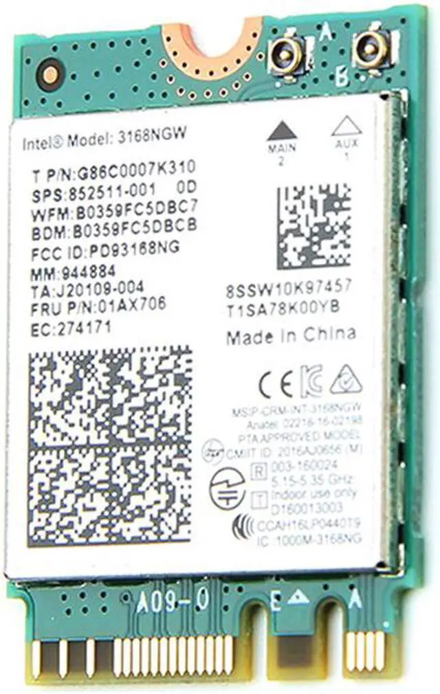 Alt view image 3 of 7 - Weastlinks Dual band Wireless Wlan For Intel 3168 AC 3168NGW NGFF M.2 802.11ac Wifi Bluetooth 4.2 Card 2.4G/5Ghz Network Wi-Fi Adapter