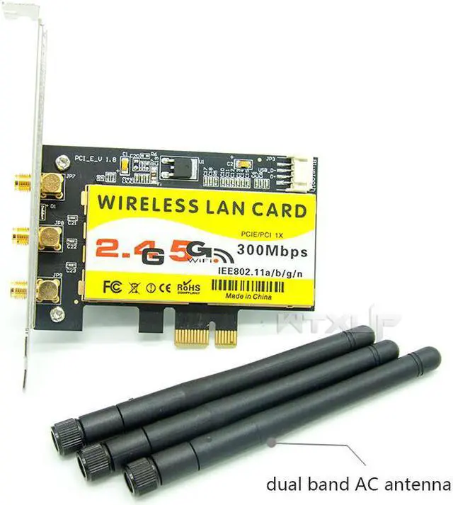 Alt view image 6 of 6 - Weastlinks 6300AGN 900Mbps 802.11a/b/g/n PCI-E Desktop WiFi Adapter PCI Express Wireless Card+3 AC WiFi Antennas For Intel 6300AGN