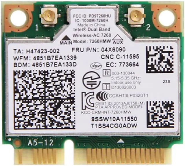 Alt view image 6 of 6 - Weastlinks Dual Band Wireless For Intel 7260 7260HMW 802.11ac Mini PCI-E Wifi BT4.0 Card 867M For Lenovo IBM Thinkpad FRU:04X6090 04X6010