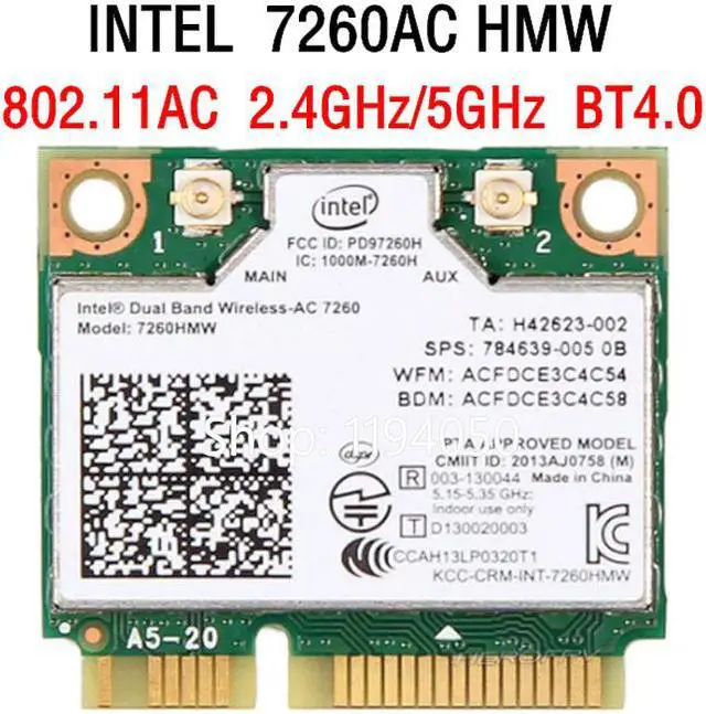 Main image of Weastlinks Dual Band Wireless-AC Intel 7260 7260HMW 7260AC 2.4G/5Ghz 802.11ac MINI PCI-E 2x2 WiFi Card Wi-Fi + Bluetooth 4.0 Wlan Adapter