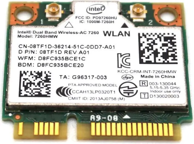 Alt view image 2 of 7 - Weastlinks Dual Band Wireless-AC 7260 Intel 7260HMW 7260AC 2.4G/5Ghz 802.11ac MINI PCI-E 2x2 WiFi Card + Bluetooth 4.0 Wlan Adapter