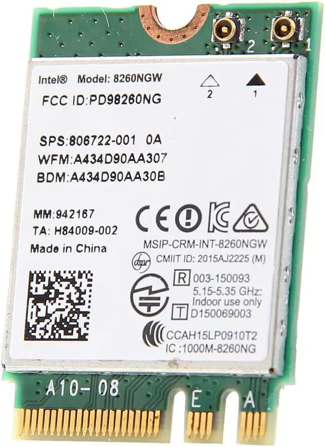 Alt view image 4 of 6 - Weastlinks Dual Band WIFI 802.11ac 867Mbps For Intel Wireless-AC 8260 8260NGW NGFF 2x2 Wi-Fi + Bluetooth 4.2 Wlan Card Windows 7 8 10