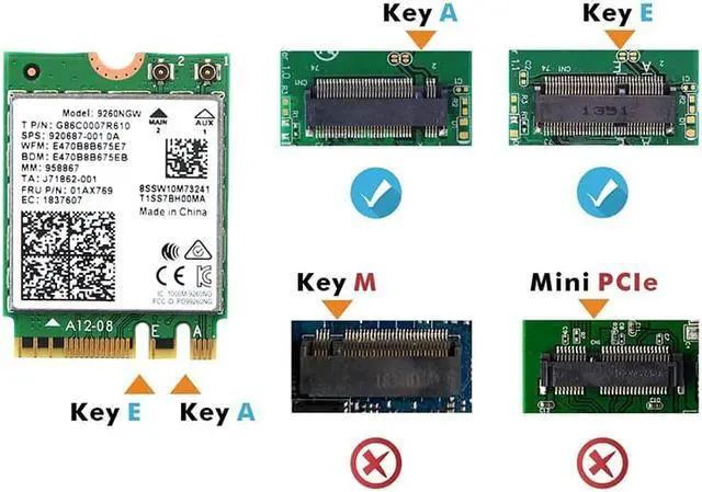 Alt view image 5 of 7 - Weastlinks Dual Band Wireless-AC 9260ac For 9260NGW Adapter NGFF 1730Mbps WiFi + Bluetooth 5.0 802.11ac MU-MIMO Card Windows 10