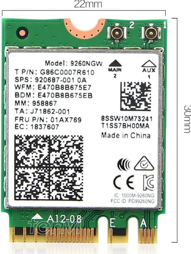 Alt view image 7 of 7 - Weastlinks Dual Band Wireless-AC 9260ac For 9260NGW Adapter NGFF 1730Mbps WiFi + Bluetooth 5.0 802.11ac MU-MIMO Card Windows 10