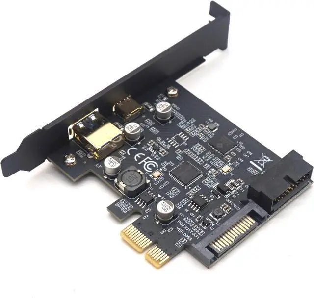 Alt view image 5 of 7 - Weastlinks PCI-Express PCI-e To USB 3.1 Type-C Riser Post Card PCIe to USB-C USB3.0+19PIN Front USB Miner Expansion Adapter Card