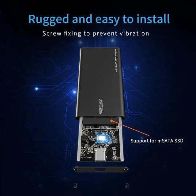 Alt view image 6 of 7 - Weastlinks mSATA to USB 3.1 Type-c SSD Case Aluminum 10Gbps SSD Portable Hard Disk Box 3*3/3*5 mSATA Laptop Solid State Disk Enclosure