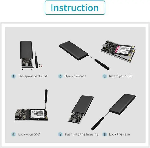 Alt view image 7 of 7 - Weastlinks mSATA to USB 3.1 Type-c SSD Case Aluminum 10Gbps SSD Portable Hard Disk Box 3*3/3*5 mSATA Laptop Solid State Disk Enclosure