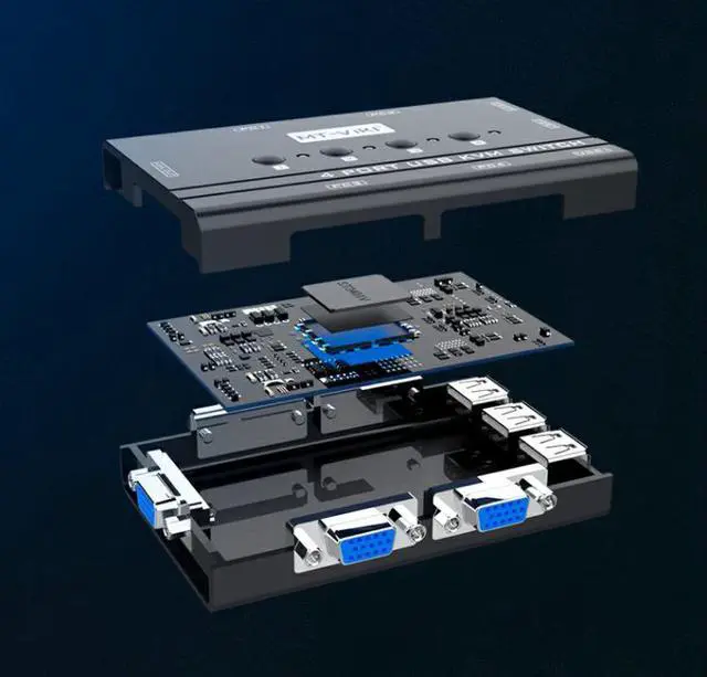 Alt view image 3 of 5 - Weastlinks 2 Port VGA KVM Switch USB Mouse Keyboard Console Manual Button Press Select With Original Cable High Resolution MT-260KL