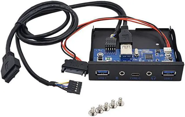 Alt view image 6 of 6 - Weastlinks USB HUB 5 Port USB 3.1 TYPE-C USB 3.0 Front Panel HD Audio 3.5mm Earphone Jack Mic Expansion Adapter for Desktop 3.5" Floppy Bay