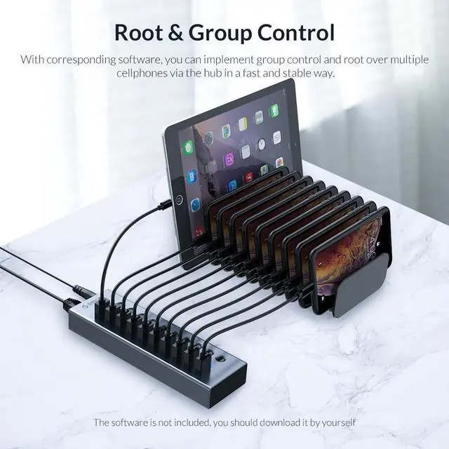 Alt view image 5 of 7 - Weastlinks Industrial USB 3.0 HUB 7/10 Port Aluminum USB Splitter On/Off Switch With 12V Power Adapter Support Charging for Computer