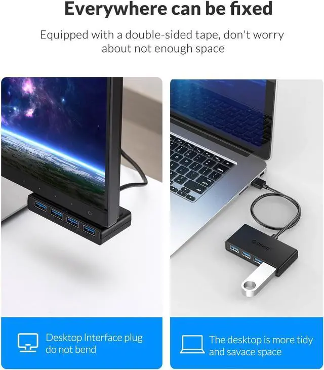 Alt view image 5 of 8 - Weastlinks USB HUB 4 Port USB 3.0 Splitter With Micro USB Power Port Multiple High Speed OTG Adapter for Computer Laptop
