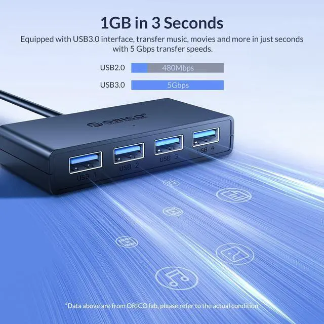 Alt view image 6 of 8 - Weastlinks USB HUB 4 Port USB 3.0 Splitter With Micro USB Power Port Multiple High Speed OTG Adapter for Computer Laptop