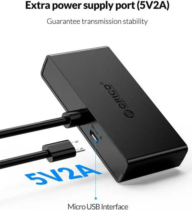 Alt view image 4 of 8 - Weastlinks USB HUB 4 Port USB 3.0 Splitter With Micro USB Power Port Multiple High Speed OTG Adapter for Computer Laptop