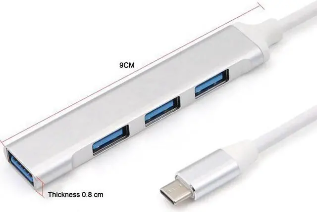 Alt view image 7 of 9 - Weastlinks Type-C to USB HUB USB-C to 4-Port USB 3.0 2.0 High-Speed Splitter OTG Aluminum Alloy Docking Station