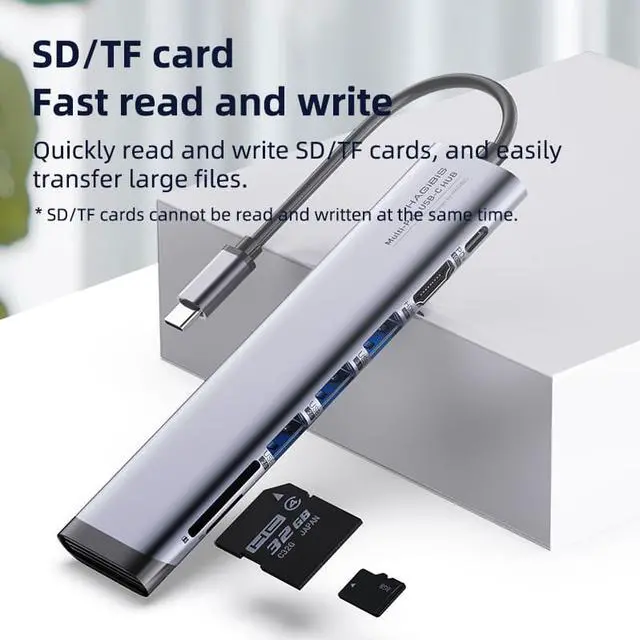 Alt view image 7 of 7 - Weastlinks USB C Hub Type C to HDMI-compatible Multi USB 3.0 2.0 Adapter PD Dock SD/Micro SD Card Reader for Macbook iPad Pro XPS