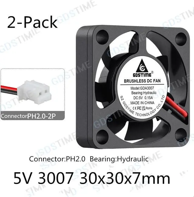 Main image of Weastlinks 2Pcs DC 5V 12V Fan 30MM 3007 30x30x7MM Laptop Ultrathin Brushless Axial Cooling Fan 3007 Fan PH2.0