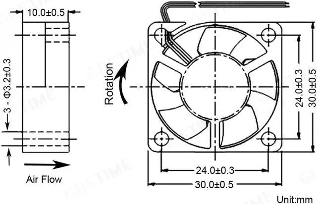 Alt view image 6 of 6 - Weastlinks 2Pcs DC 5V 12V Fan 30MM 3010 30x30x10mm Laptop Ultrathin Brushless Axial Cooling Fan 3010 Fan XH2.54