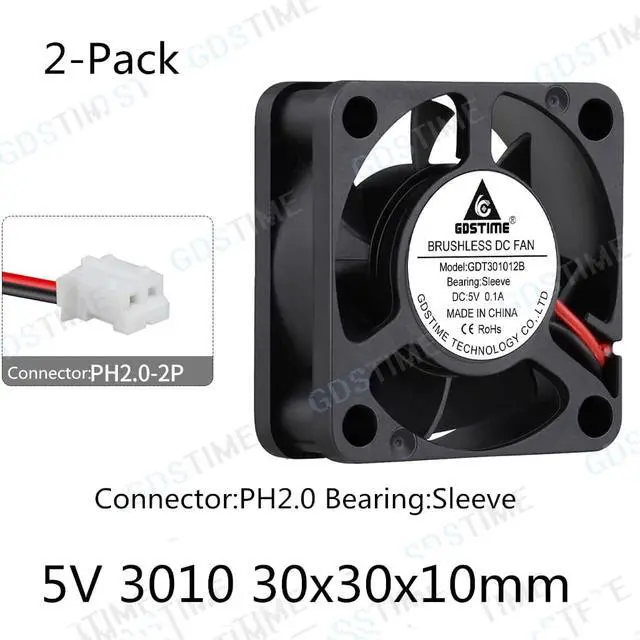 Main image of Weastlinks 2Pcs DC 5V 12V Fan 30MM 3010 30x30x10mm Laptop Ultrathin Brushless Axial Cooling Fan 3010 Fan PH2.0