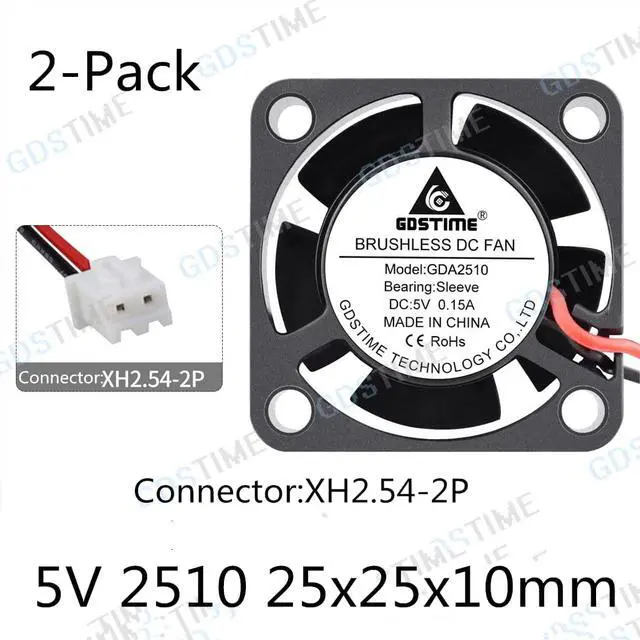 Main image of Weastlinks 2Pcs DC 5V 12V 24V Fan 25MM 25x25x10MM Laptop Ultrathin Brushless Axial Cooling Fan 2510 Fan XH2.54