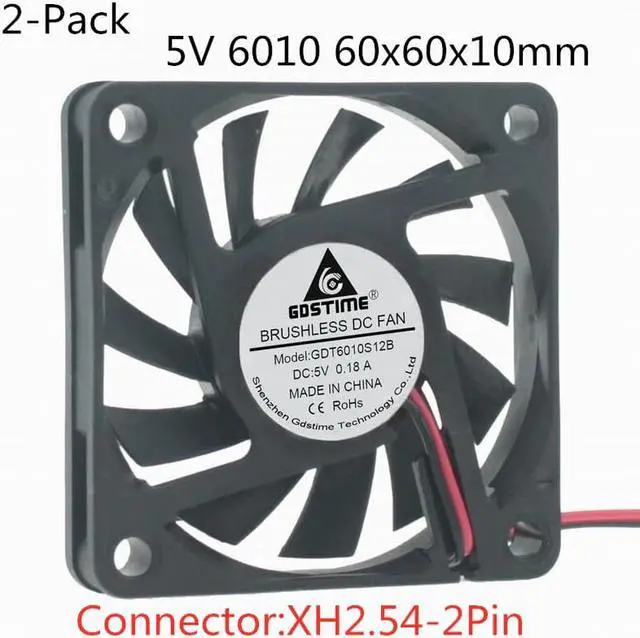 Main image of 2PCS DC 5V 12V 24V USB Fan 6cm 60mm 6010 60x60x10mm Ultrathin Brushless Axial Cooling Fan 6010 Fan XH2.54 USB Fan Grill Net