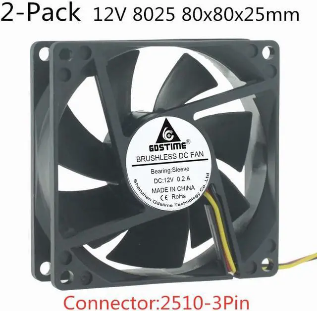 Main image of Weastlinks 2PCS DC 12V Fan 8cm 80mm 8025 80x80x25mm Ultrathin Brushless Axial Cooling Fan 8025 Fan 3Pin 4Pin USB Fan Grill Net