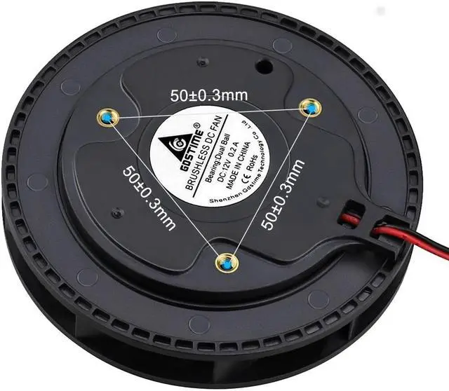 Alt view image 4 of 5 - Weastlinks DC 12V Centrifugal Fan 10cm 100mm 10025 100x100x25mm Dual Ball Bearing Centrifugal Fan Car Air Purifier Cooling Fan 10025 Fan