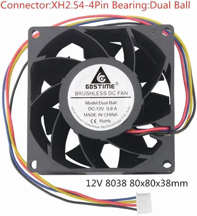Main image of Weastlinks DC 12V 24V Fan 8cm 80mm 8038 80x80x38mm High-speed Dual Ball Cooling Fan 8038 Fan 4Pin Fan Grill Net