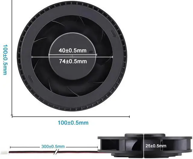 Alt view image 5 of 5 - Weastlinks DC 12V Centrifugal Fan 10cm 100mm 10025 100x100x25mm Dual Ball Bearing Centrifugal Fan Car Air Purifier Cooling Fan 10025 Fan