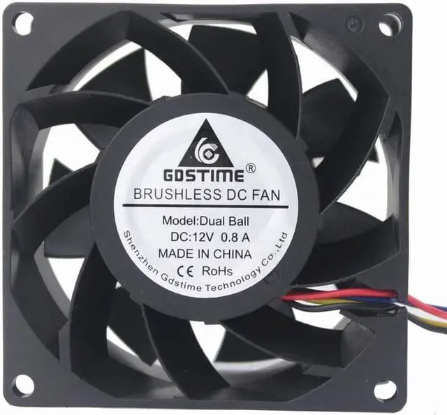 Alt view image 3 of 5 - Weastlinks DC 12V 24V Fan 8cm 80mm 8038 80x80x38mm High-speed Dual Ball Cooling Fan 8038 Fan 4Pin Fan Grill Net