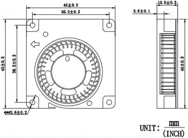 Alt view image 4 of 4 - Weastlinks 2PCS 4510 DC Blower Fan 5V 12V 24V 45x45x10mm Miniature Ultra-Thin Brushless Blower Fan Turbofan 45MM Cooler Cooling Fan Blower Fan