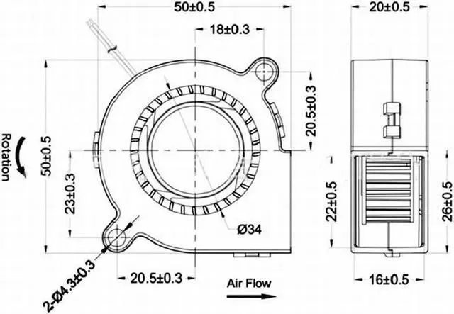 Alt view image 5 of 5 - Weastlinks 2PCS 5020 DC Blower Fan 5V 12V 24V 50x50x20mm Brushless Blower Fan Projector  Accessories Turbo Fan 50MM Cooling Blower Fan