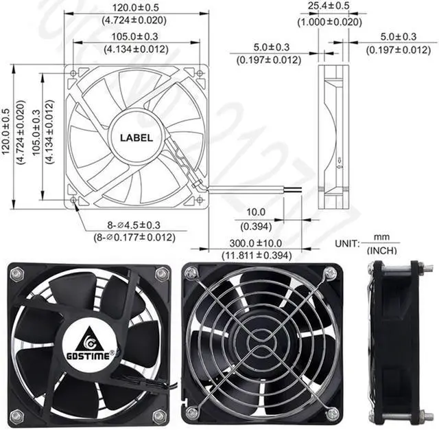 Alt view image 5 of 5 - Weastlinks 1Pcs EC Axial Fan 120mm PC Dual Ball Brushless Fan Cooler AC 110V 120V 220V 230V 240V Computer Case EC Fan 12025 12038
