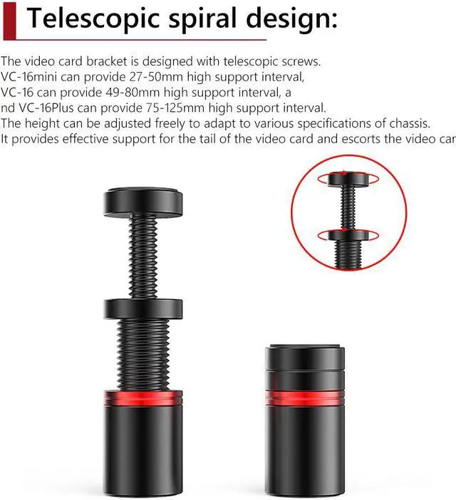 Alt view image 2 of 7 - Weastlinks VC-16 Graphics Card Support Bracket Magnetic Protection Graphics Card Bracket Telescopic Anti Slip for ATX / M-ATX / ITX