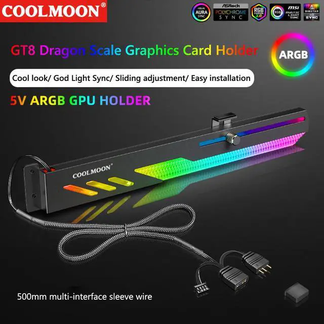 Alt view image 5 of 7 - Weastlinks GT8 Horizontal GPU Support Computer Video Card Stand GPU Holder Support Colorful 5V A-RGB Bracket Computer Graphics Vid