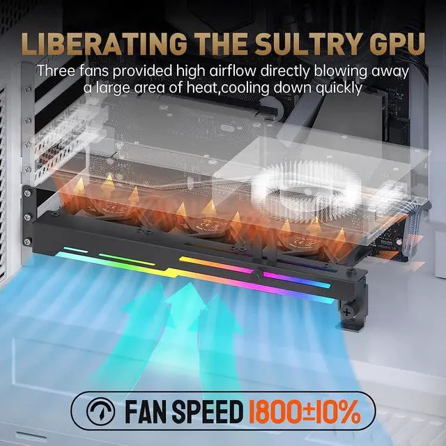 Alt view image 6 of 7 - Weastlinks Graphic Card Cooler 3 x 90mm Fan with Led Frame,Support ASUS Aura SYNC/MSI Mystic Sync/ASROCK Aura RGB/GIGABYTE RGB Fusion (5V 3 Pin Addressable headers)