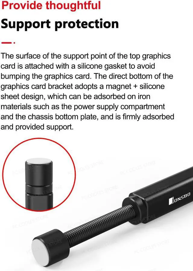 Alt view image 7 of 7 - Weastlinks VC-20 Telescopic Graphics Card Holder Aluminum Alloy Stand GPU Support ITX MATX PC Case Video Cards Bracket
