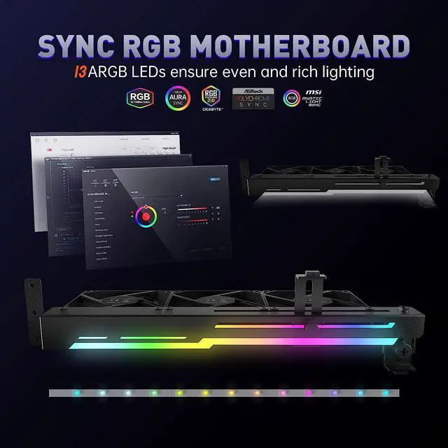 Alt view image 7 of 7 - Weastlinks Graphic Card Cooler 3 x 90mm Fan with Led Frame,Support ASUS Aura SYNC/MSI Mystic Sync/ASROCK Aura RGB/GIGABYTE RGB Fusion (5V 3 Pin Addressable headers)