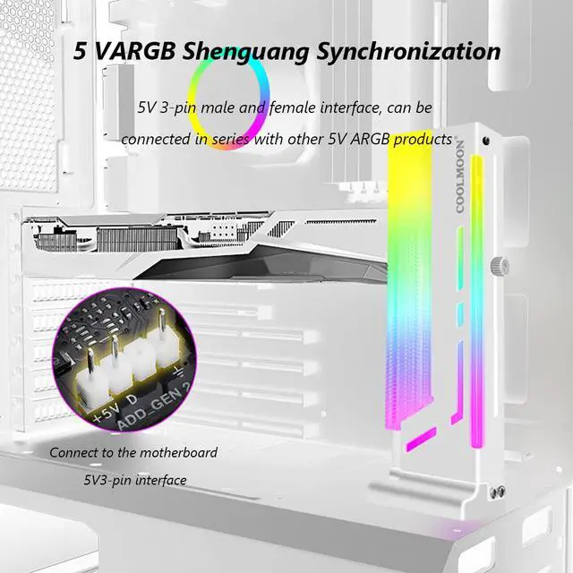Alt view image 3 of 7 - Weastlinks CM-GH2 Vertical GPU Cooling Support Bracket Colorful 5V A-RGB Bracket Computer Graphics Video Card Stand GPU Holder