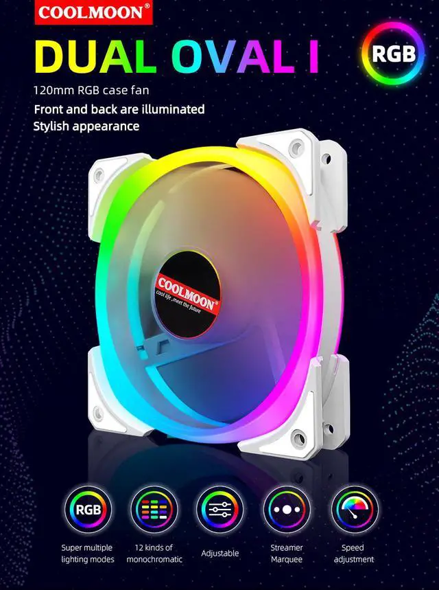 Alt view image 2 of 7 - Weastlinks 120mm PC Computer Case Fan Cooling Cooler Adjustable RGB Led 12V Mute Ventilador 6PIN ARGB Fans Speed
