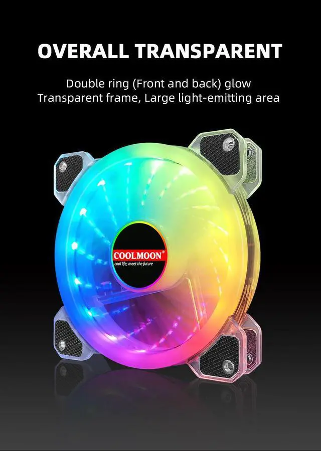 Alt view image 6 of 7 - Weastlinks 120mm PC Computer Case Fan Cooling Cooler Adjustable RGB Led 12V Mute Ventilador DC ARGB 12cm Fans Adjust Speed Aura Sync